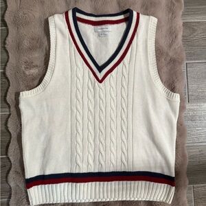 Urban Outfitters sweater vest, size large, white with red and blue trim